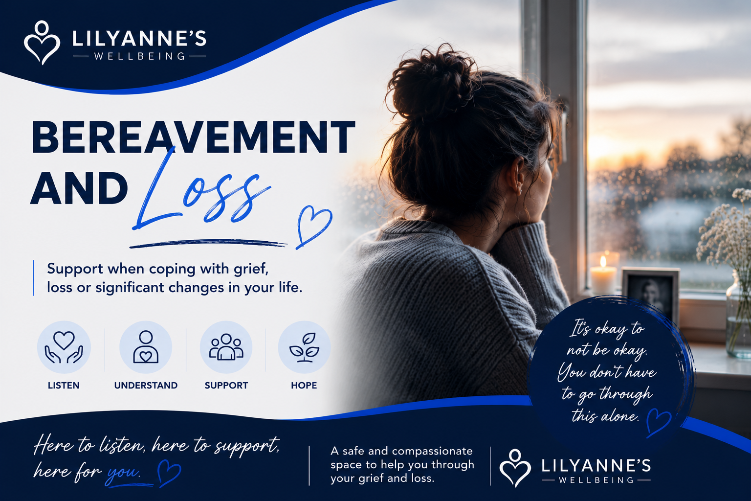Bereavement and loss support for people coping with grief or significant changes in their life