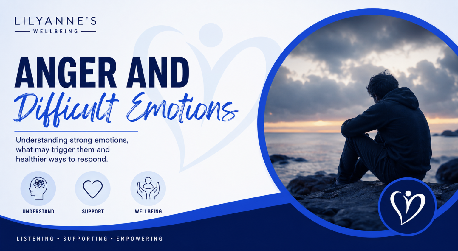 Anger and difficult emotions support from LilyAnne’s Wellbeing, helping people understand strong emotions, triggers and healthier ways to respond