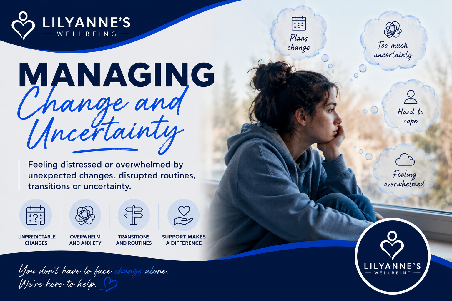 Autism support for managing change and uncertainty, disrupted routines, transitions and feeling overwhelmed